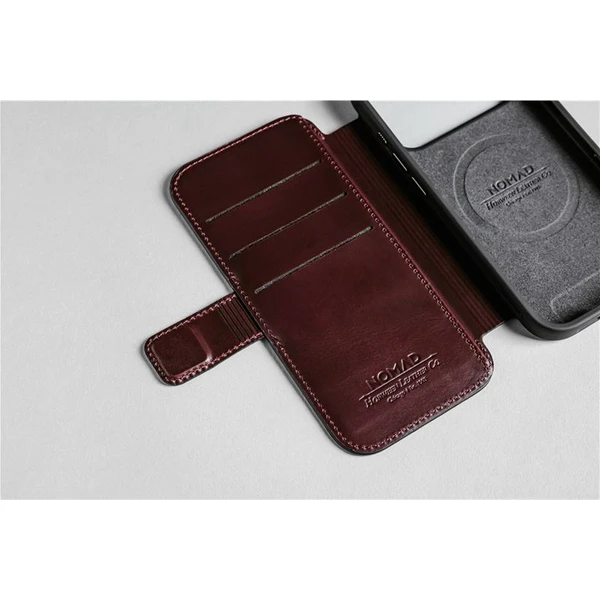Nomad Modern Leather Folio (Horween) MagSafe kožené pouzdro iPhone 17 Pro Max Burgundy - Pouzdra - Obrázek 17f1435d728f4e588a9fc4c48451c678