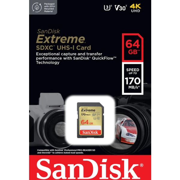 SanDisk Extreme SDXC 64GB - Paměťové karty - Obrázek 1832000P01