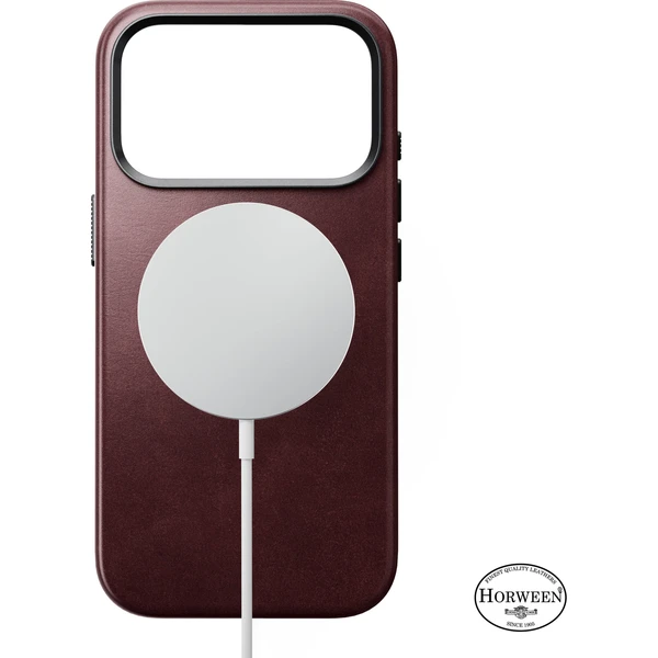 Nomad Traditional Leather (Horween) MagSafe kožený kryt iPhone 18 Pro Burgundy - Pouzdra - Obrázek 183b3ad3c5b741758d34ed0f1da5dc64