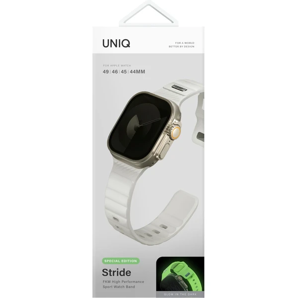 UNIQ Stride FKM Rubber voděodolný řemínek Apple Watch 49/45/44/42mm bílý/svítící - Řemínky - Obrázek 1858e131aba7403abb37dd059c49fded