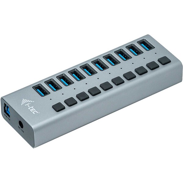 i-tec USB 3.0 Charging HUB 10 Port + Power Adaptér 48 W stříbr