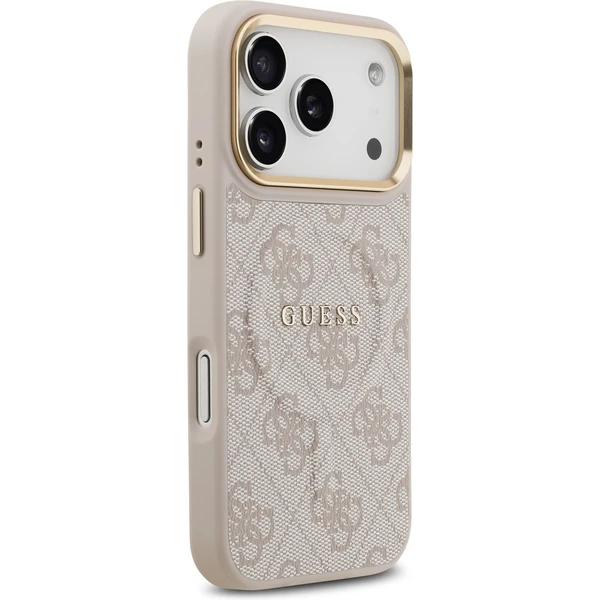 Guess PU Leather 4G Gold Frame MagSafe kryt iPhone 17 Pro růžový - Pouzdra - Obrázek 186e29fe7dc545f8b57de6a76d43f0d2