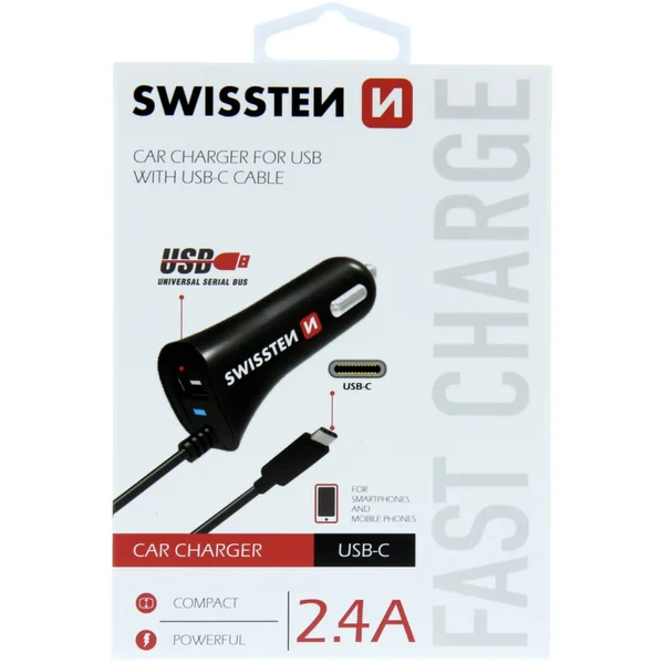 SWISSTEN CL autonabíječka USB-C a USB 2,4A - Nabíječky - Obrázek 18E2200301