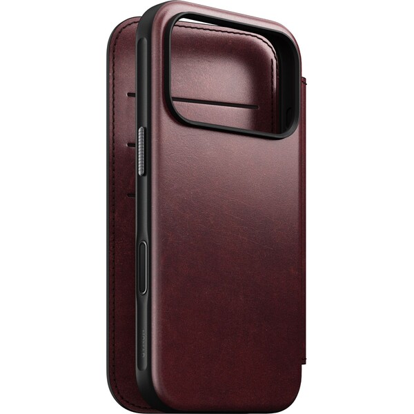 Nomad Modern Leather Folio MagSafe kožené pouzdro iPhone 17 Pro Burgundy