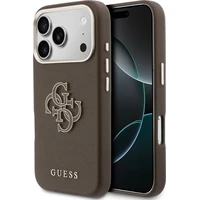 Guess PU Resin Logo kryt iPhone 17 Pro hnědý - Pouzdra