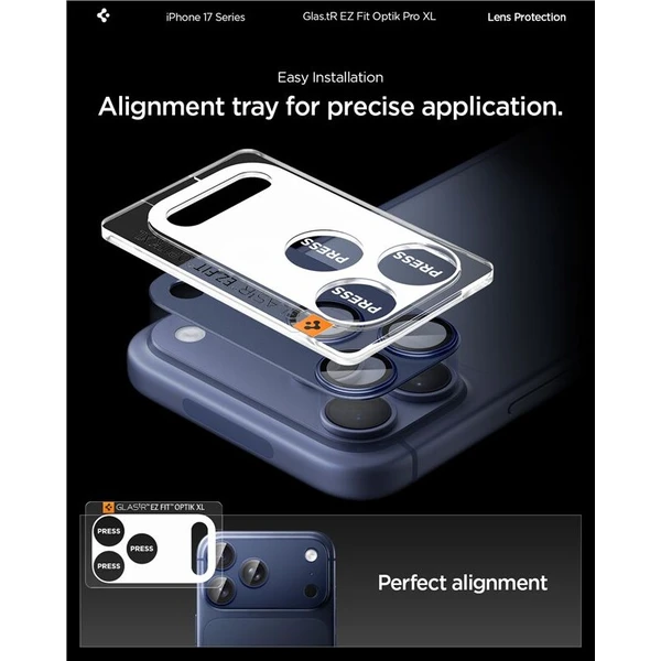 Spigen Glass tR EZ Fit Optik Pro XL sklo na fotoaparát iPhone 17 Pro Max tmavě modré - Ochranné folie a skla - Obrázek 18b713fb65f54f188448e1922d55772b