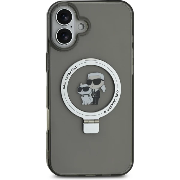 Karl Lagerfeld Ringstand Karl and Choupette MagSafe kryt pro iPhone 16 černý - Pouzdra - Obrázek 18f34d312bf04539b99529e5c54384bb