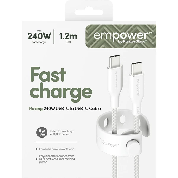 PanzerGlass USB-C/USB-C napájecí kabel 240W 1,2m bílý - Kabely a redukce - Obrázek 193J000K01