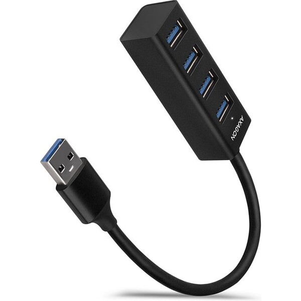 AXAGON HUEM1A 4x USB 3.2 Gen 1 MINI hub kovový kabel USBA 20cm