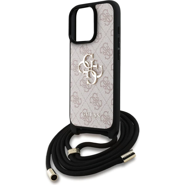 Guess PU 4G Metal Logo Crossbody popruh kryt iPhone 15 Pro růžový - Pouzdra - Obrázek 197e628a9bb745a8a8e86ae363b508b3