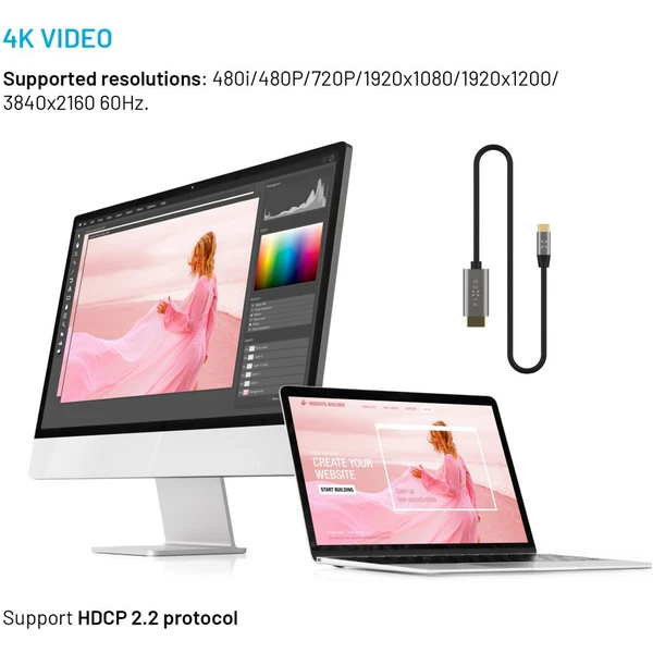FIXED USB-C/HDMI 2.0 kabel 4K 2m černý - Kabely a redukce - Obrázek 19835a2f00a247649cfc2fc9d9fa0ea4