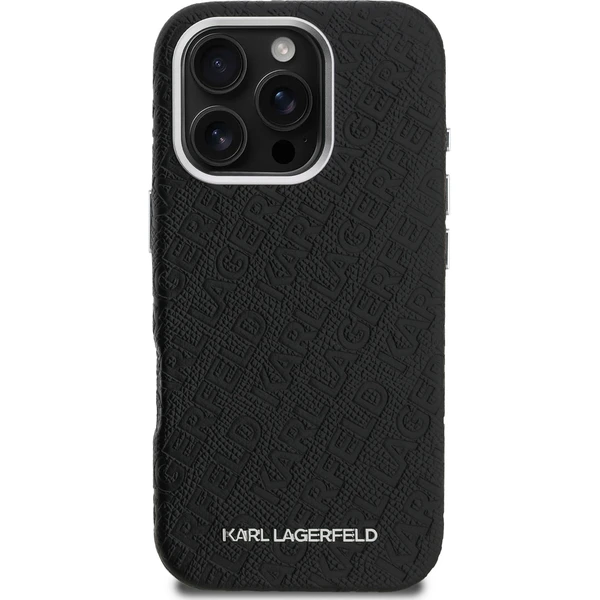 Karl Lagerfeld Grained PU Repeated Logo MagSafe kryt iPhone 16 Pro černý - Pouzdra - Obrázek 19975195287c4ad991167552bfac42d4