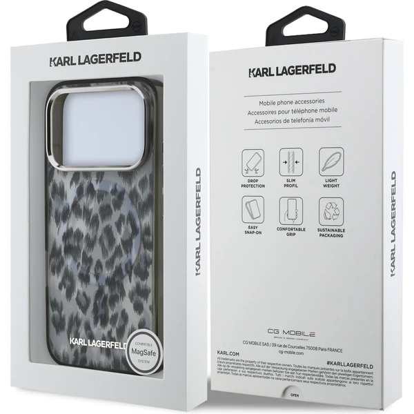 Karl Lagerfeld IML Leopard MagSafe Zadní Kryt pro iPhone 17 Pro šedý - Pouzdra - Obrázek 1997cc9c14924149afc3b92ca232fc9c