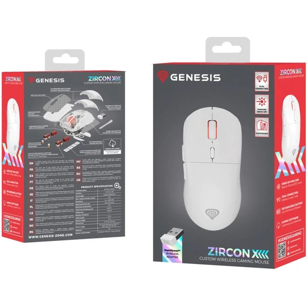 Genesis ZIRCON XIII CUSTOM bezdrátová herní myš bílá - Myši - Obrázek 19I5000O01