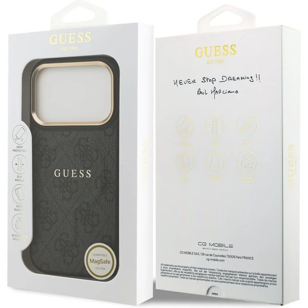 Guess PU Leather 4G Gold Frame MagSafe kryt iPhone 17 Pro černý - Pouzdra - Obrázek 19bd026711c0425292eef6543f514dfe