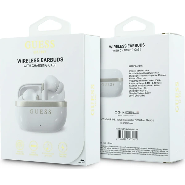 Guess Gold Line Glossy Finish TWS bezdrátová sluchátka bílá - Sluchátka - Obrázek 19d921ae80a84aa1a892e9ee124d6824
