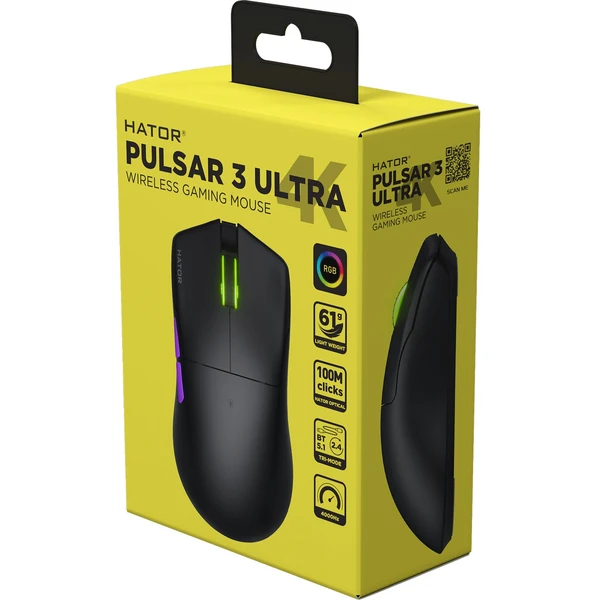 HATOR Pulsar 3 ULTRA 8K+4K bezdrátová herní myš černá - Myši - Obrázek 1AAE000J01