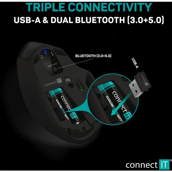CONNECT IT Triple SmartSwitch bezdrátová myš černá - Myši - Obrázek 1AOV600301