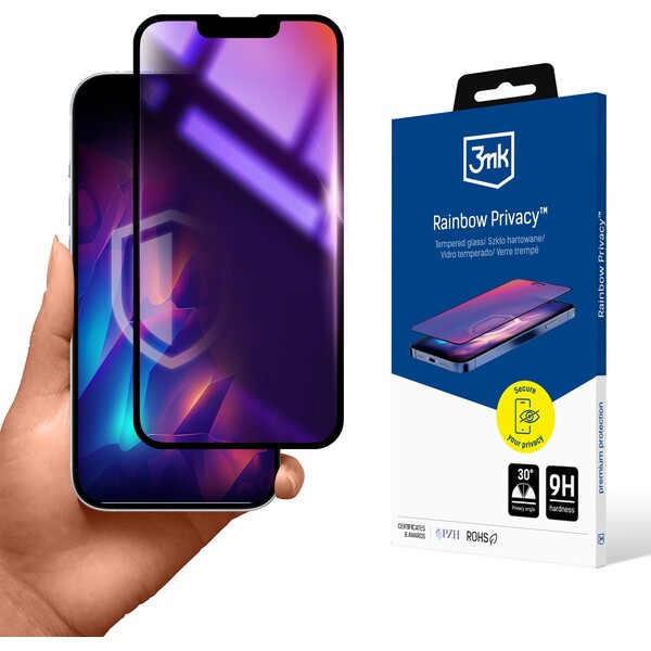 3mk ochranné sklo Rainbow Privacy pro Apple iPhone 13 / 13 Pro / 14 Čirá
