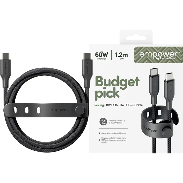 PanzerGlass USB-C/USB-C napájecí kabel 60W 1,2m černý - Kabely a redukce - Obrázek 1B3J000K01