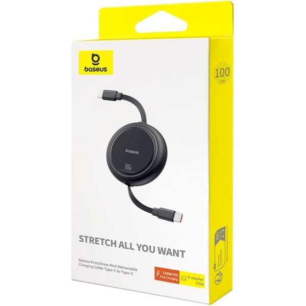 Baseus Free2Draw mini USB-C/USB-C napájecí kabel 100W 1m černý - Kabely a redukce - Obrázek 1BGE000L01
