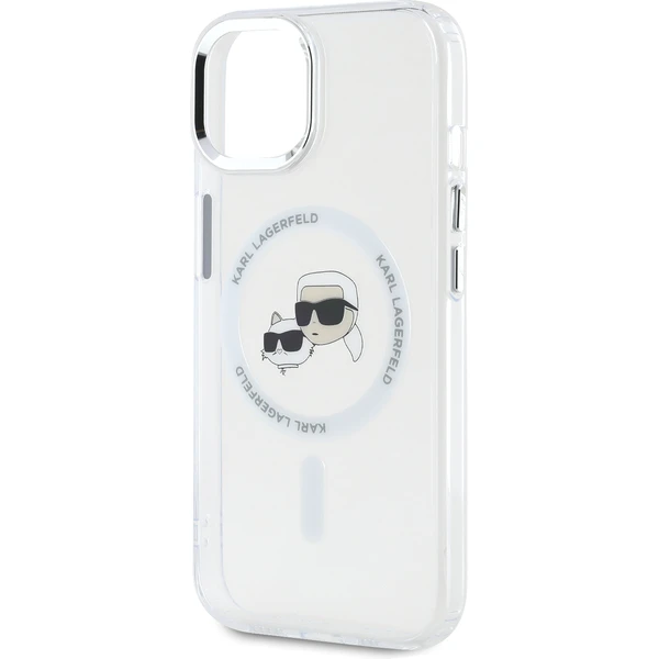 Karl Lagerfeld IML K&CH Heads Metal Frame MagSafe zadní kryt iPhone 15 čirý - Pouzdra - Obrázek 1CO5000J01