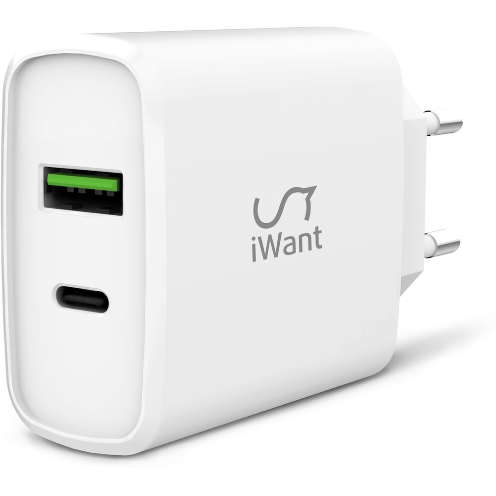 iWant dvojitá síťová nabíječka 38W bílá