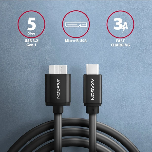 AXAGON kabel Micro USB B - USB-C 1m černý - Kabely - Obrázek 1ED0700301