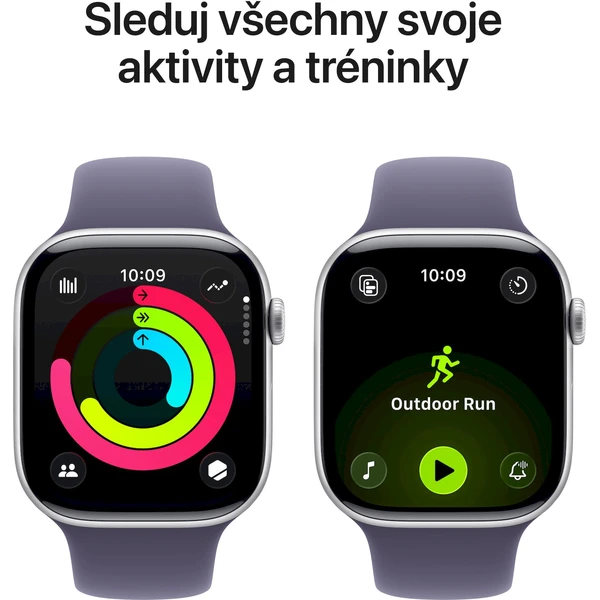 Apple Watch Series 11 Cellular (42mm) Stříbrný hliník s mlžně fialovým sportovním řemínkem S/M - Chytré hodinky - Obrázek 1EQH000K01