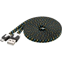 PremiumCord USB-A/MicroUSB-B plochý napájecí kabel 2m černý/modrý - Kabely a redukce