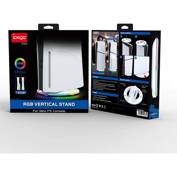 iPega P5S025S Vertikální Stojan s RGB pro PS5 Slim/PS5 Pro bílý - Stojánky - Obrázek 1EX3000P01