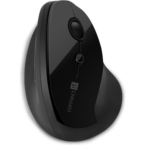 CONNECT IT FOR HEALTH ergonomická vertikální myš, (+ 1x AA baterie zdarma), bezdrátová, ČERNÁ Černá