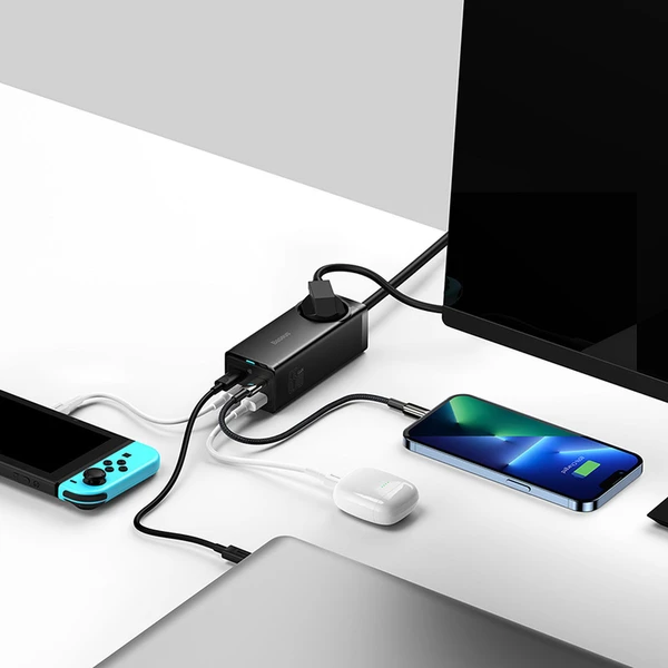Baseus GaN3 Pro rychlonabíječka 2x USB-C, 2x USB + AC 65W černá - Nabíječky - Obrázek 1JGE000L01