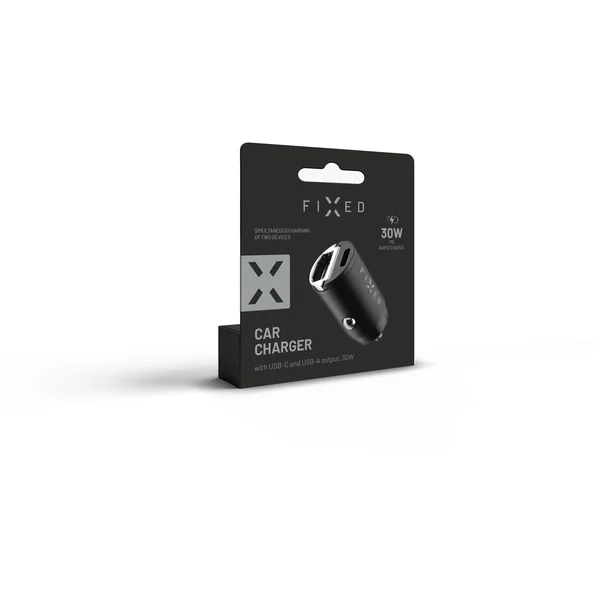 FIXED Mini autonabíječka s USB-C/USB-A, PD a QC 3.0, 30W, černá - Nabíječky - Obrázek 1MVW600301