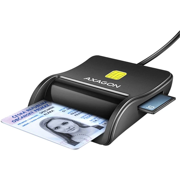 AXAGON CRE-SM3SD, USB-A FlatReader 4-slot čtečka Smart card (eObčanka) + SD/microSD/SIM, kabel 1.3 m - Čtečky paměťových karet - Hlavní obrázek