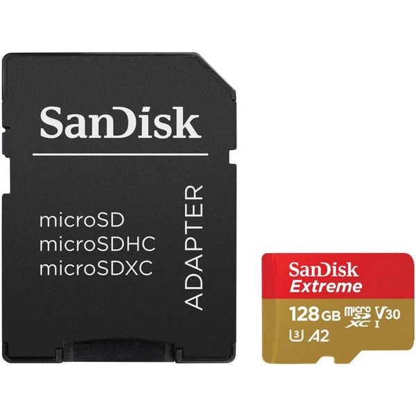 SanDisk Extreme microSDXC 128GB C10 V30 UHS-I U3 + SD Adapter - Paměťové karty - Obrázek 1RV7700301