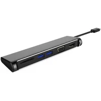 PremiumCord Převodník USB 3.1 typ -C na 4K HDMI+1080p VGA+SD Card+2xUSB3.0 černý   - Dokovací stanice