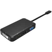 PremiumCord USB-C -> HDMI/DVI-I/VGA/DisplayPort/3,5mm redukce 0,2m černá - Kabely a redukce