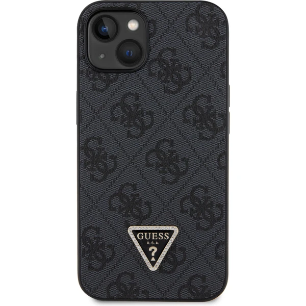 Guess PU 4G Strass Triangle Metal Logo kryt iPhone 15 černý - Pouzdra - Obrázek 1XX4000701