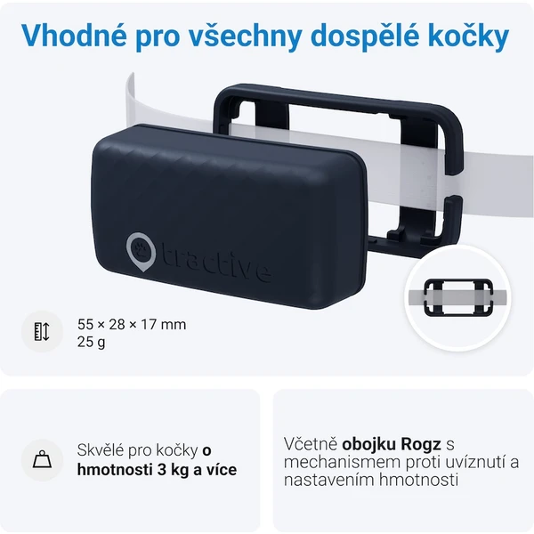 Tractive GPS CAT Mini tracker polohy a aktivity pro kočky tmavě modrý - GPS moduly - Obrázek 1YX2000701