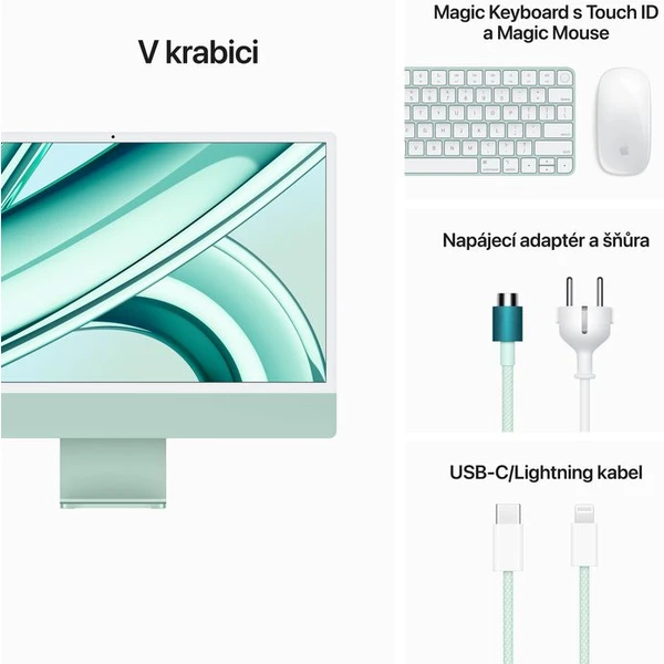 Apple iMac 24" M3 (2023) 10GPU/8GB/256GB zelený - All-in-one - Obrázek 1Z47000701