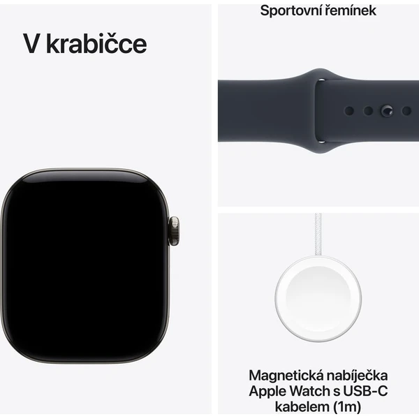 Apple Watch Series 12 Cellular (46mm) Přírodní titan s námořnicky modrým sportovním řemínkem M/L - Chytré hodinky - Obrázek 1a0a2cf47ed44648940dd55efc654453
