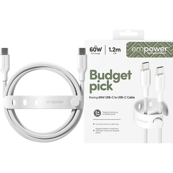 PanzerGlass USB-C/USB-C napájecí kabel 60W 1,2m bílý - Kabely a redukce - Obrázek 1a1627ac395643bbb4b8b6b7bc2f20b3