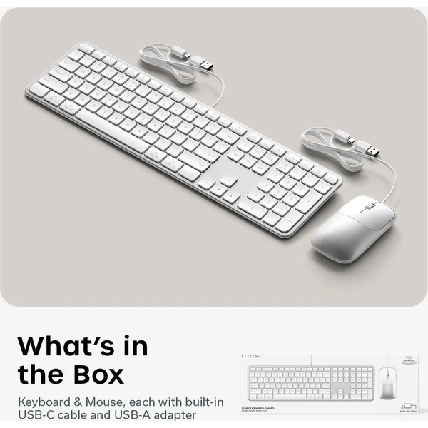 Satechi Slim CLX3 Wired Combo klávesnice a myš (US English) stříbrná - Klávesnicové sety - Obrázek 1a28f26184164ed58fdadb4894a879a5