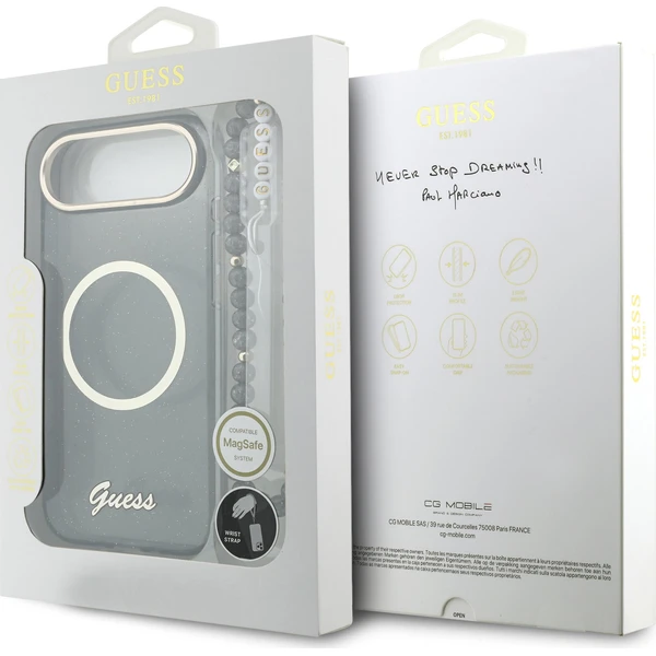 Guess IML Glitter Script Strap MagSafe kryt iPhone Air černý - Pouzdra - Obrázek 1a2c6c3bc4224831945aeb35785a7328