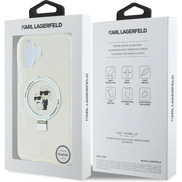 Karl Lagerfeld Ringstand Karl and Choupette MagSafe kryt pro iPhone 16 Plus bílý - Pouzdra - Obrázek 1a6302198d5c4793be69e3729e550ef9