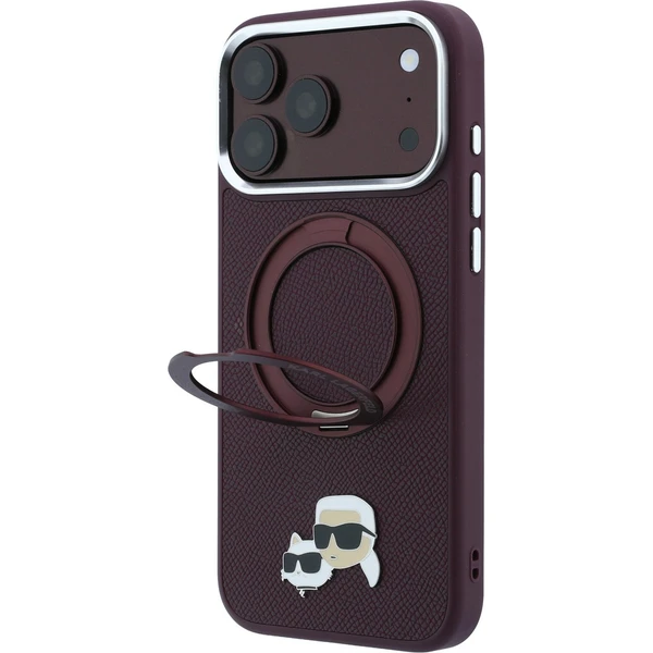 Karl Lagerfeld PU Grained K&CH Heads Ring Stand Magsafe kryt iPhone 18 Pro vínový - Pouzdra - Obrázek 1a897b050e804c61bc7310c28e96b6d2