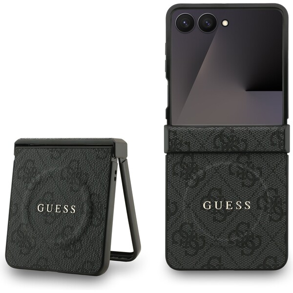 Guess PU Leather 4G Colored Ring Magnetic kryt Samsung Galaxy Z Flip 7 černý