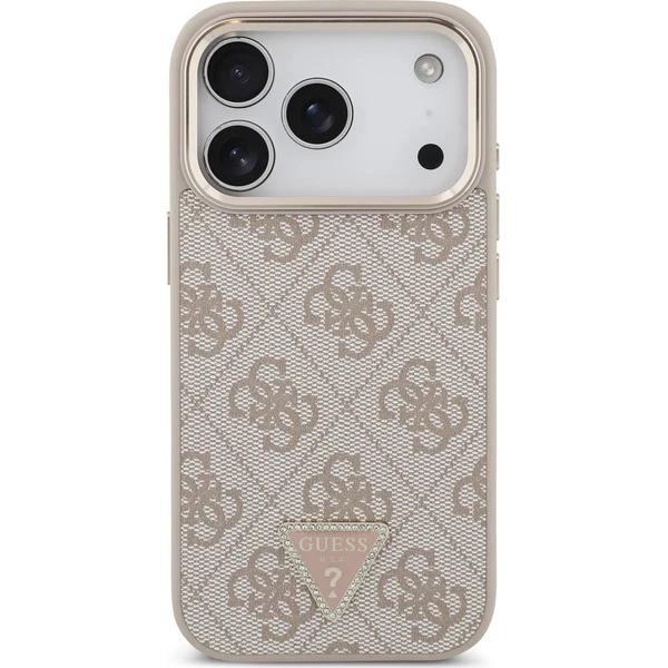 Guess PU Leather 4G Strass Triangle Logo Gold Frame MagSafe kryt iPhone 18 Pro růžový - Pouzdra - Obrázek 1ac12b373e554a2dba3369a4d8725719