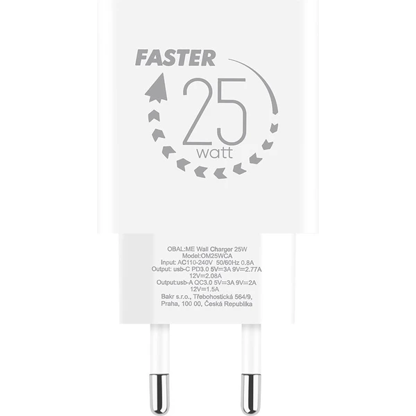 OBAL:ME nabíječka USB-A/USB-C (25W) bílá - Nabíječky - Obrázek 1ac41726340e459aabb46573711a6d8e